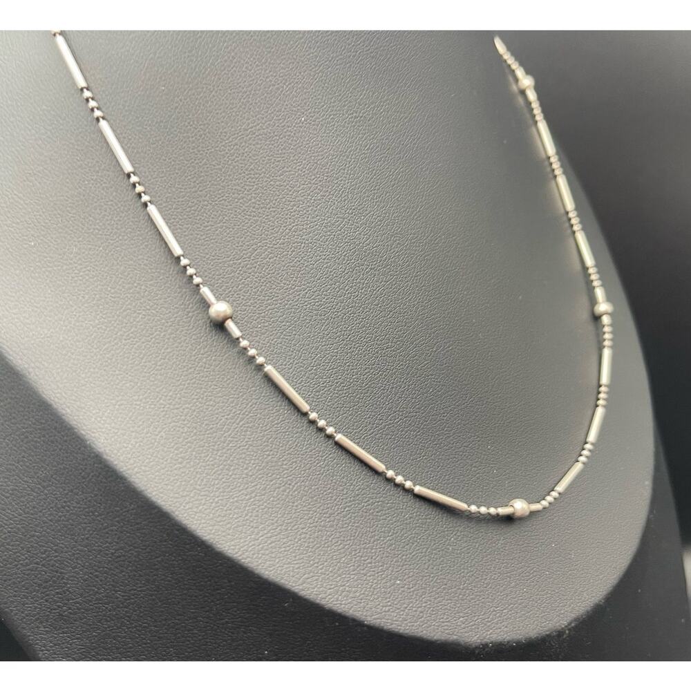 FAS 925 Italy Dot Dash Chain Sterling Silver 17" Necklace Spring Ring Clasp - Picture 2 of 8